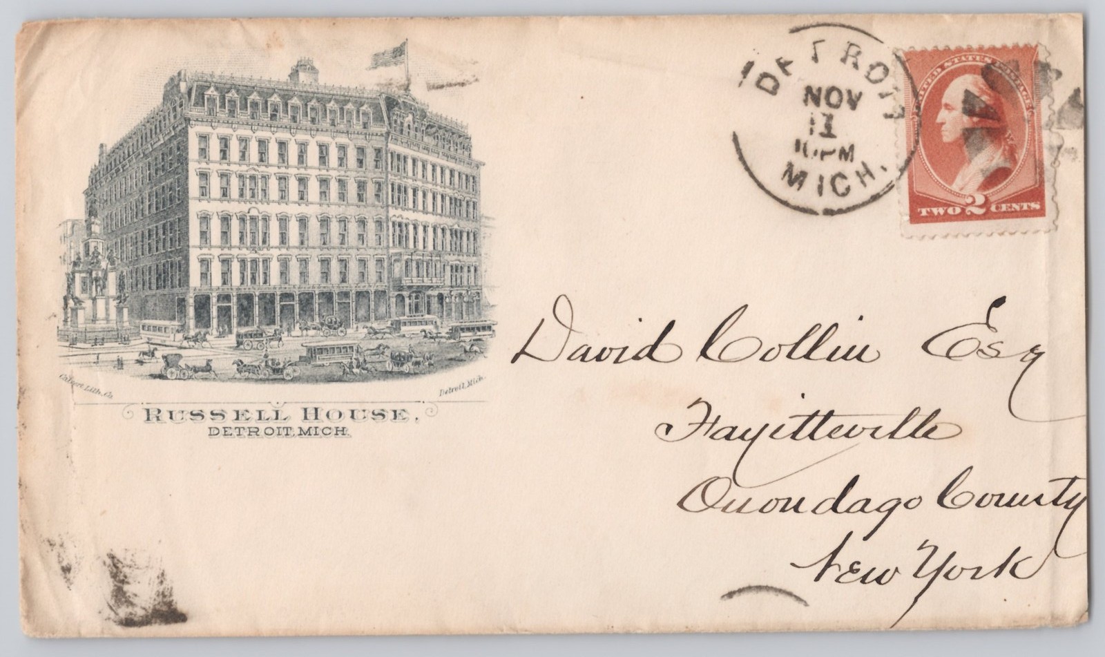 Detroit, Michigan Russell House hotel illustration, Un 2c stamp