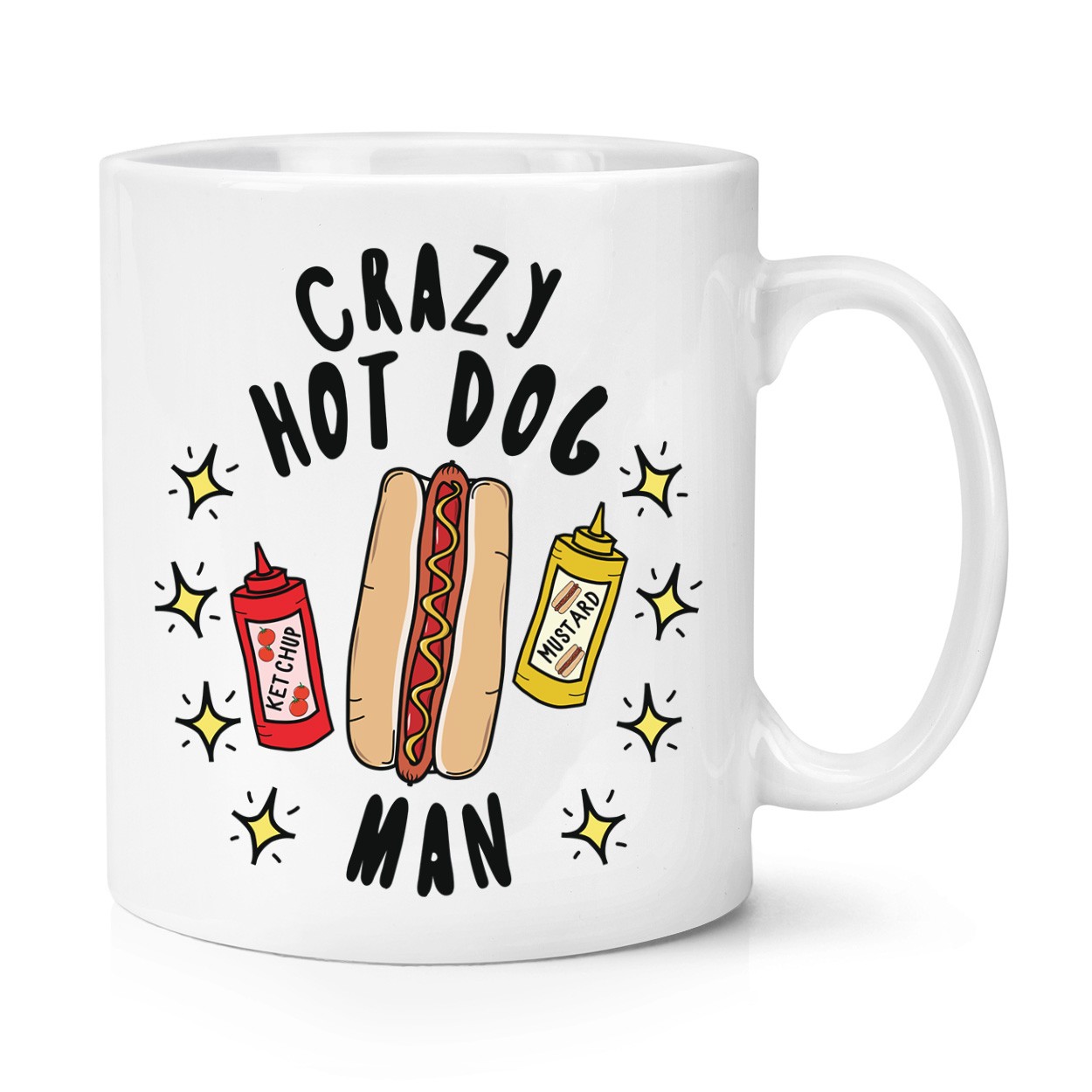 Crazy Hot Dog Man Stars 10oz Mug Cup Fast Food Funny Joke Chilli