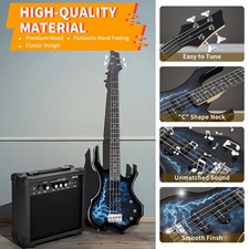 46 In Full Size Electric Bass Guitar 15W AMP Beginner Kits School Band
