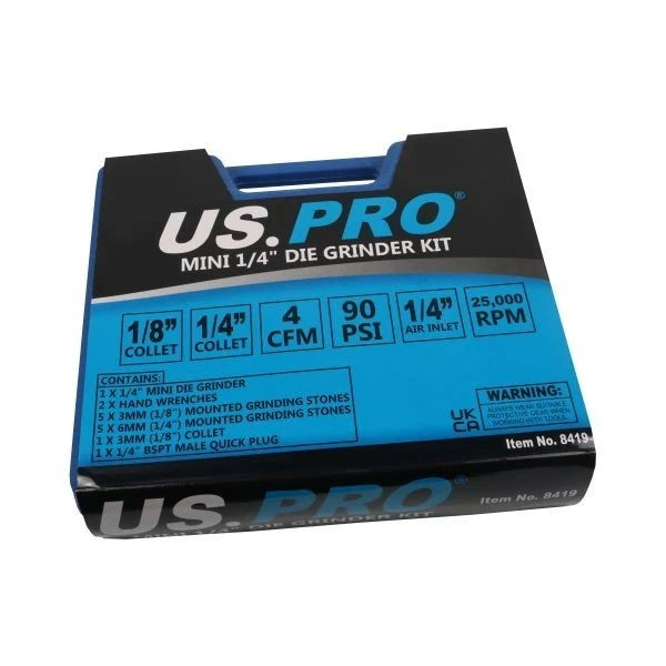 US PRO 15pc MINI 1/4" AIR DIE GRINDER SET 8419 - Image 2 of 4