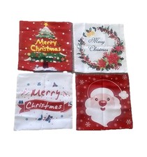 Set of 4 Christmas Decorative Pillow Covers Merry Christmas Designs 18x18  NEW