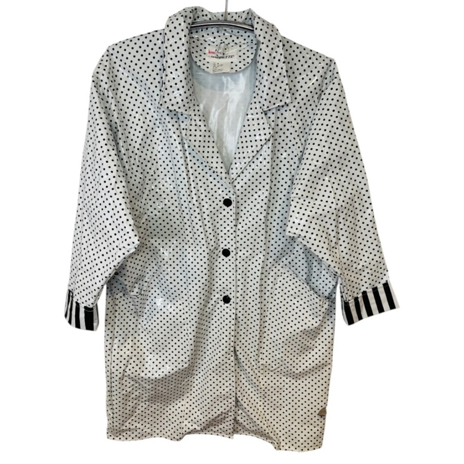 VINTAGE Kenn Sporn for Wippette Black and White Polka Dot Rain Coat Size Medium