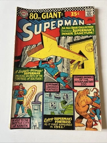 Vintage Dc 80pg Giant Comic Superman June No.187 An All Star Collection