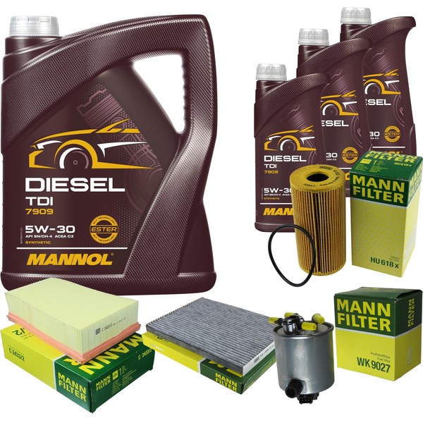 Inspektionspaket 8L Mannol Diesel TDI 5W-30 FüR Nissan Qashqai +2 I 2.0 Dci AWD-image