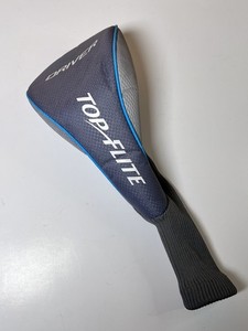 TOP-FLITE Driver Headcover Fabric Knit Long Sock Textured Panels Blue Trim Golf