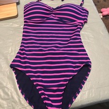 Old Navy Womens Blue Pink Striped One Piece Womens Swimsuit Size XS
