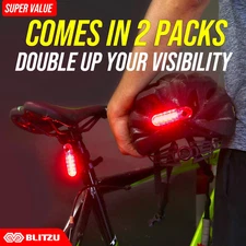 Lights Bicycle Rechargeable USB-C Night Riding/Waterproof 2 Pack/ 4 Light Modes.