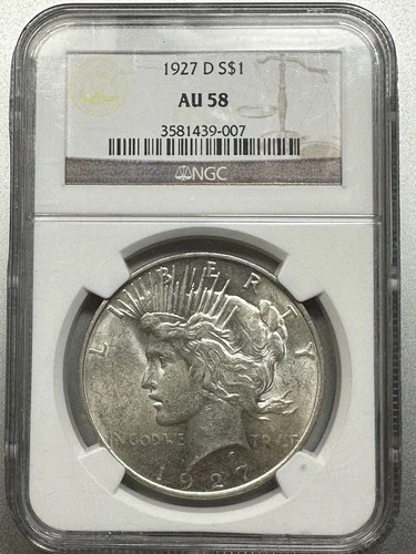 1927-D  PEACE DOLLAR   NGC AU58    BETTER DATE