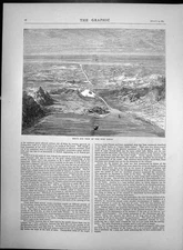 Original Old Antique Print Birds Eye View Suez Canal 1869 19th
