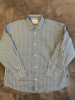 Carhartt WIP Ligety Shirt Men s Size Large Striped Vancouver Blue NWT