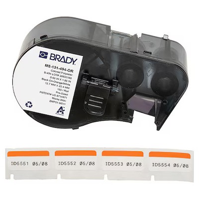 Brady M5-131-494-Or Label/Ribboncartridge, Orange;White, 1Inw