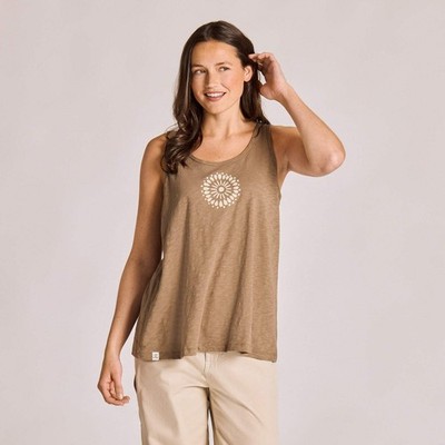 Life is Good 153733 - Women's Crafty Mandala Slub Easy Fit Tank - Mushroom Brown