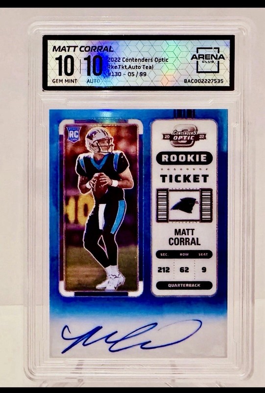Matt Corral 2022 Contenders Optic Rookie Ticket Teal Auto 05/99 Arena Club 10