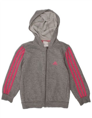 Adidas Mädchen Zip Hoodie Pullover 6-7 Jahre Grau Baumwolle KT20