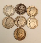 Lot of Seven Roosevelt Dimes - First Year.
