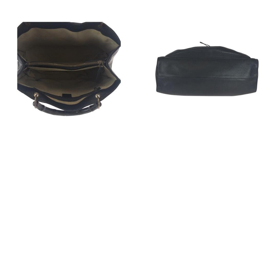 GUCCI Bamboo Tote Bag Black Leather Gold Hardware Used thumbnail 4