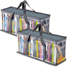 DVD Storage Bags Set of 2 Media Organizer Bag for Dvds, Cds, Blu Ray Disc, Mov