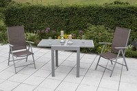 Mx Alu GartenmöBel Amalfi Taupe 3 Tlg. Esstischgruppe BalkonmöBel TerrassenmöBel