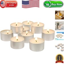 50 Unscented Long Burning White Tea Light Candles - 6-7 Hour Smokeless Glow