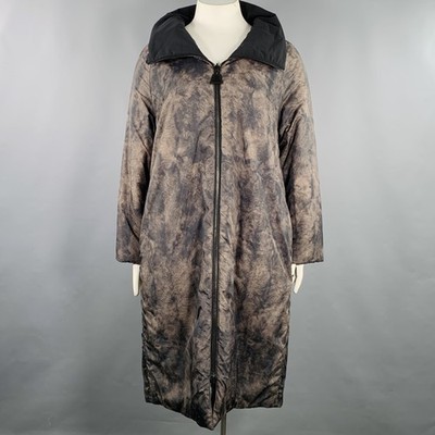 AKRIS Größe 14 Schwarz Braune Pelz Effekt Nylon Wendbar Puffer Jacke