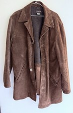 Vintage J.CREW Suede Leather Jacket Wool Lined Quilted Barn Coat Men s Large