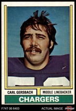 1974 Topps #202 Carl Gersbach Chargers RC Duke / West Chester 5 - EX