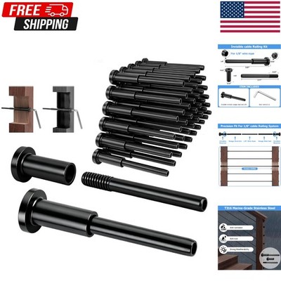 50 Pack 1/8'' Black T316 Stainless Steel Invisible Cable Railing Kit，Swage Stu...