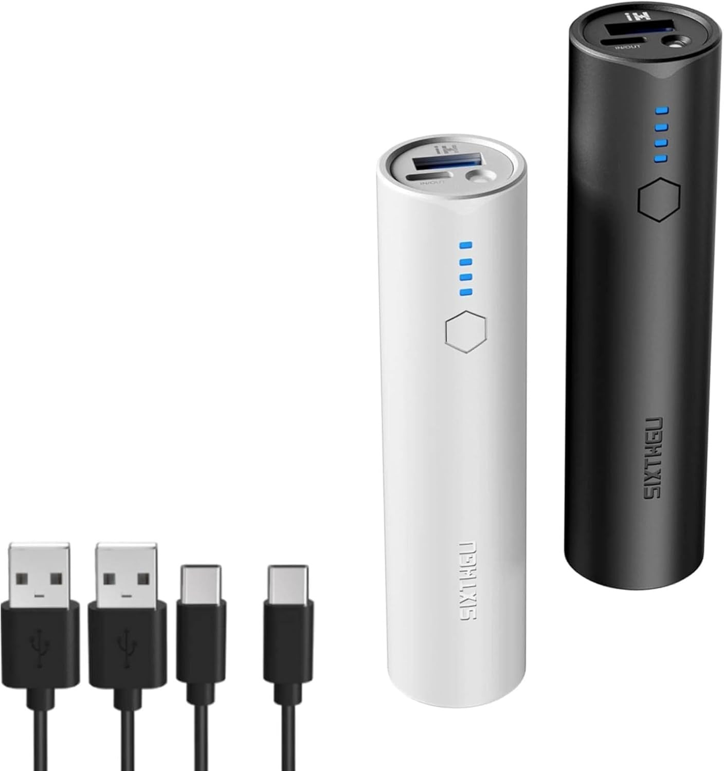 S03 2-Pack 5000mAh Portable Charger Power Bank in Black and White-image