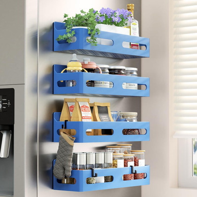 4 Pack Strong Magnetic Spice Rack for Refrigerator, Multipurpose Magnetic Shelf