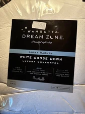 New Wamsutta Dream Zone White Goose Down Luxury comforter Light Warmth 600 TC