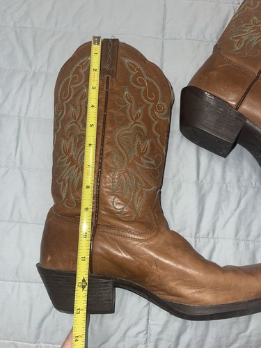 Ariat Boots Brown Leather Cowboy Teal Yellow Point Toe Western Rodeo Women’s 11 - Picture 18 of 24