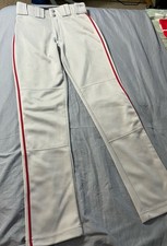 Easton Youth Small Pro Baseball Pants Gray w/ red stripes. Belt Loops 23  -25  