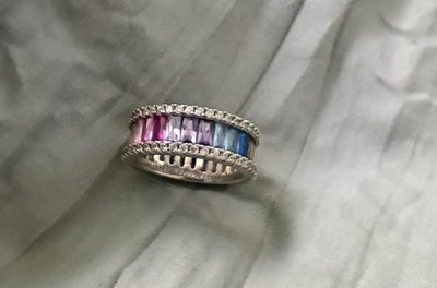 JCM Jacmel .925 Sterling Silver Rainbow Cubic Zirconia Ring Size 4