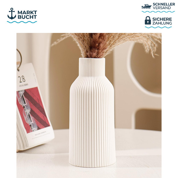 Vase Keramik Weiß Matt Rund 20Cm Modern Boho FüR Pampasgras Deko Wohnzimmer-image