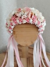 Handmade Floral Crown Headpiece Wedding Boho Vintage Style Adjustable Halo
