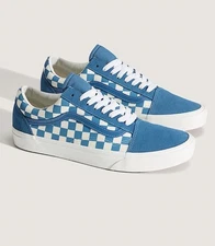 NEW Vans Old Skool Checkerboard Sneakers Shoes Shoelaces Blue White Size 9.5