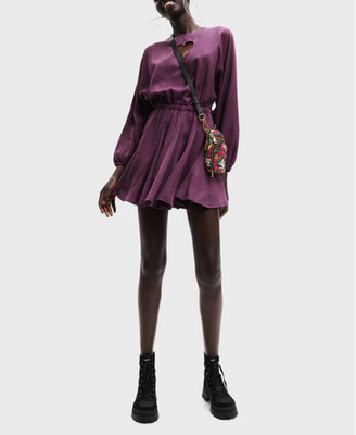 Desigual Damen Kleid Fit & Flare Herzform Lila Größe L 22WWVW31