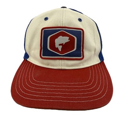 Simms Fishing Products Trucker Hat Men Red White Blue Mesh Snapback Patch Cap