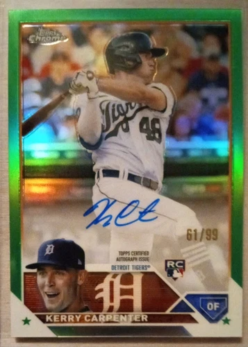  Kerry Carpenter Green Refractor /99 #RA-KCA 2023 TOPPS CHROME RC ON CARD AUTO!