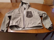 SIMMS Fishing Jacket with Hood Men's Large Full Zip Gray