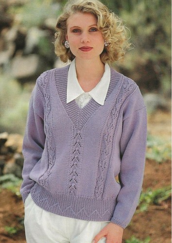 Ladies Lace V-neck Sweater Knitting 