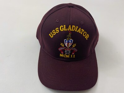 The Corps USS Gladiator MCM 11 ETT Logo Dark Red  Baseball Cap Hat One Size