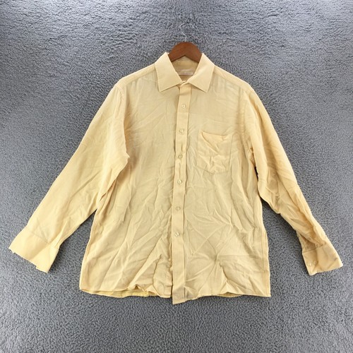 Michael Kors Long Sleeve Shirt Mens Large Yellow Cotton Button Up Chest Pocket - 第 1/14 張圖片