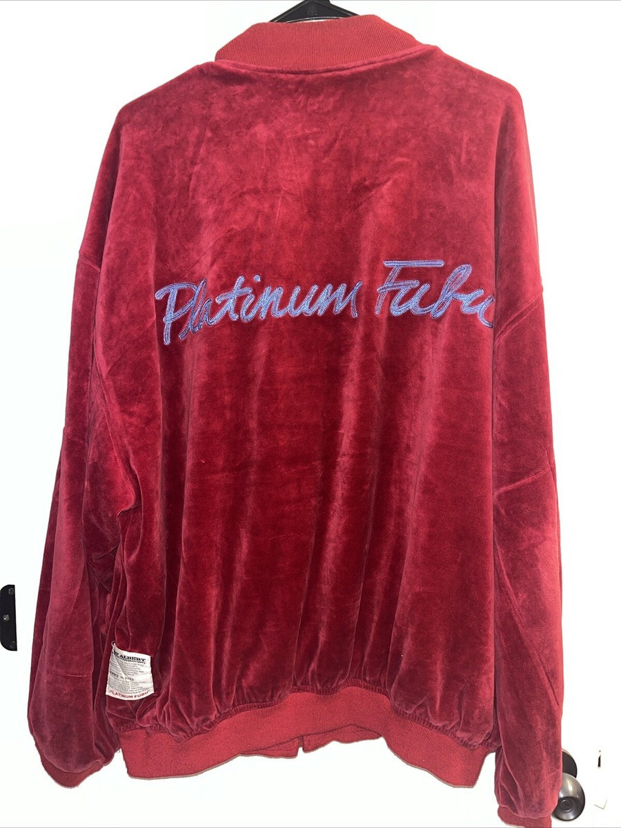 Men's Fubu Platinum Burgundy Velour Jacket Embroidered Fat Albert
