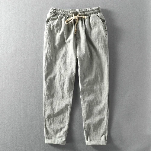 Herren Baumwolle Leinen Atmungsaktiv Haremshose Kordelzug Locker Freizeithose Retro - Bild 9 von 20