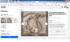 Air Conditioner/Appliance Extension Cord, Grey, 6 ft. 15 Amp