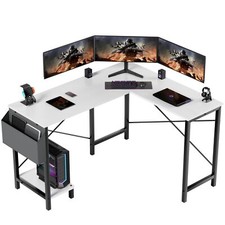 50" en forma de L Escritorio para juegos Hogar Oficina Computadora Escritorio Bolsa de almacenamiento Blanca