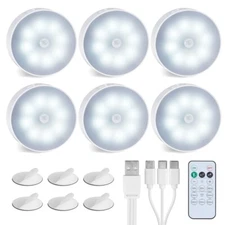 EverBrite 6PC Rechargeable Puck Light Closet Light Wireless Under Cabinet Lights