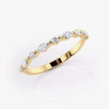 Fascia in oro giallo 14 carati 0,50 ct creata in laboratorio taglio tondo con...