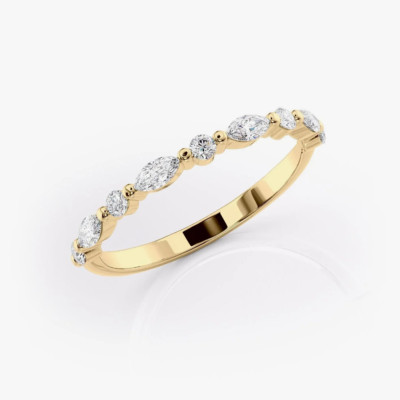 Verlobungs-Diamantband 2,0 mm Gold 0,50 Karat Lab Created Rundschliff 14 K Gelb